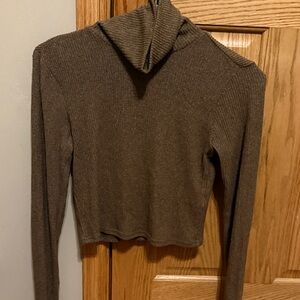 Nordstrom Brown Ribbed Turtleneck Sweater